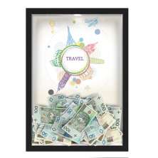 QUADRO CAIXA COFRE 33x43 cm NERDERIA E LOJARIA viagens travel desenho preto