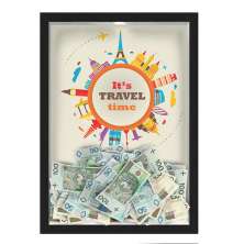 QUADRO CAIXA COFRE 33x43 cm NERDERIA E LOJARIA viagens travel time preto