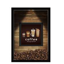 QUADRO DUPLO CAIXA 33X43  (COM LED )PORTA GRÃOS DE CAFE Nerderia e Lojaria  graos cafe choose preto