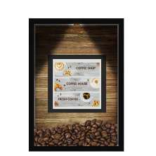 QUADRO DUPLO CAIXA 33X43  (COM LED )PORTA GRÃOS DE CAFE Nerderia e Lojaria  graos cafe fresh preto