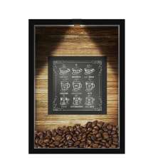 QUADRO DUPLO CAIXA 33X43  (COM LED )PORTA GRÃOS DE CAFE Nerderia e Lojaria  graos cafe lousa preto