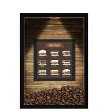 QUADRO DUPLO CAIXA 33X43  (COM LED )PORTA GRÃOS DE CAFE Nerderia e Lojaria  graos cafe tipos preto