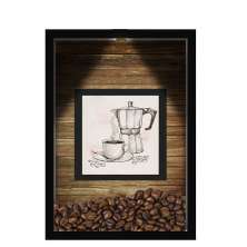 QUADRO DUPLO CAIXA 33X43  (COM LED )PORTA GRÃOS DE CAFE Nerderia e Lojaria  graoss cafe lousa preto