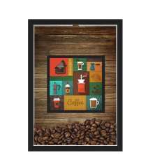 QUADRO DUPLO CAIXA 33X43  PORTA GRÃOS DE CAFE Nerderia e Lojaria  graos cafe maquinas preto