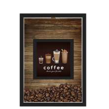 QUADRO DUPLO CAIXA 33X43  PORTA GRÃOS DE CAFE Nerderia e Lojaria graos cafe choose preto