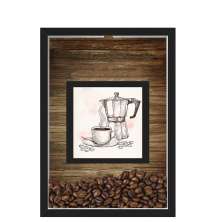 QUADRO DUPLO CAIXA 33X43  PORTA GRÃOS DE CAFE Nerderia e Lojaria graos cafe maquina preto