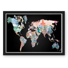 QUADRO MAPA 33X43  NERDERIA E LOJARIA mapa dinheiro preto