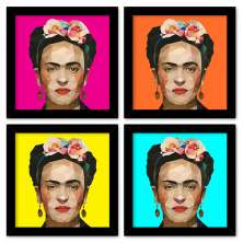 Quadro  23x23cm (4 und.) Nerderia e Lojaria frida geometrica preto