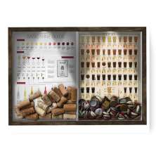 Quadro CAIXA 33x43 cm Porta Rolha Vinho E Tampinha Cerveja (2 Em 1) - Com LED Nerderia e Lojaria Wine guide e beer 101 madeira