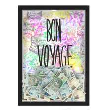 Quadro CAIXA COFRE 33x43 cm NERDERIA E LOJARIA viagens bon voyage preto