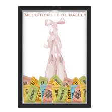 Quadro Caixa  Porta Ingressos 33x43 cm (Com Led) Lojaria e Nerderia. tickets ballet preto