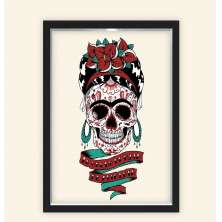 Quadro Caixa 23X33cm Frida Caveira Mexicana