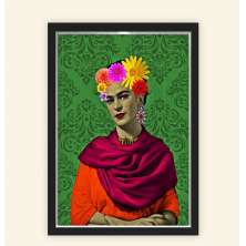 Quadro Caixa 23X33cm Frida Flores Verde