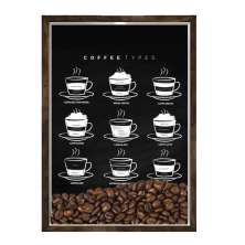 Quadro Caixa 23x33 Nerderia e Lojaria graos cafe types preto