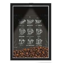 Quadro Caixa 33x43 cm Porta Grãos de Café (Com Led) Nerderia e Lojariagraos cafe lousa preto