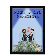 Quadro Caixa Cofre 33x43 cm Para o seu Casamento (Com Led)Nerderia e Lojaria noivos preto