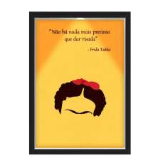 Quadro Caixa Com Led Frida Frase Laranja