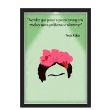Quadro Caixa Com Led Frida Frase Verde
