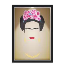 Quadro Caixa Com Led Frida Marrom