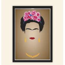 Quadro Caixa Decorativo 23x33cm Nerderia e Lojaria frida marrom preto