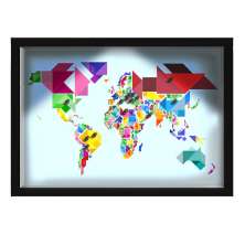 Quadro Caixa MAPA 33x43 cm (Com Led) Lojaria e Nerderia. viagens lugares sci fi preto