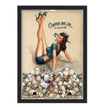 Quadro Caixa Porta Conha Com Iluminação Led Pin Up Praia