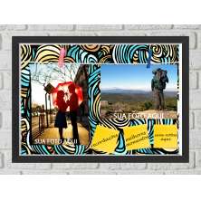 Quadro Caixa Porta Foto e Recadinho com Varal 23x33cm abstrato verde laranja preto