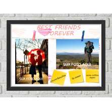 Quadro Caixa Porta Foto e Recadinho com Varal 23x33cm best friend forever 2 preto