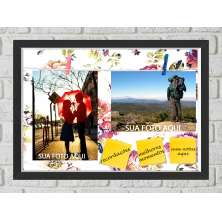 Quadro Caixa Porta Foto e Recadinho com Varal 23x33cm flowers colors preto