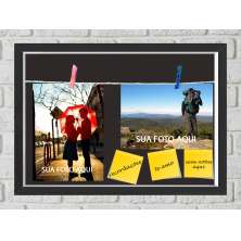 Quadro Caixa Porta Foto e Recadinho com Varal 23x33cm fundo preto preto
