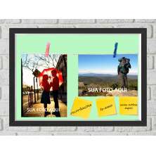 Quadro Caixa Porta Foto e Recadinho com Varal 23x33cm fundo verde preto