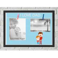 Quadro Caixa Porta Foto e Recadinho com Varal 23x33cm i love dad preto