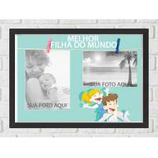 Quadro Caixa Porta Foto e Recadinho com Varal 23x33cm melhor filha preto