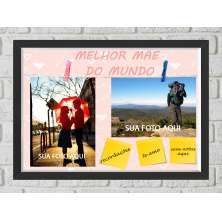 Quadro Caixa Porta Foto e Recadinho com Varal 23x33cm melhor mae preto