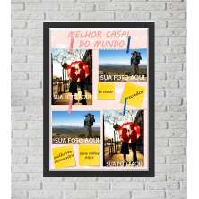 Quadro Caixa Porta Foto e Recadinho com Varal 33x43cm best friend forever 2 preto