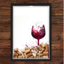 Quadro Caixa Porta Rolhas Vinho Taça Vinho