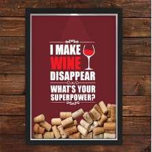 Quadro Caixa Porta Rolhas Vinho Wine Super Power