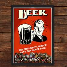 Quadro Caixa Porta Tampinha Cerveja Com Led Beer Ugly