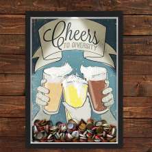 Quadro Caixa Porta Tampinha Cerveja Com Led Cheers To Diversity