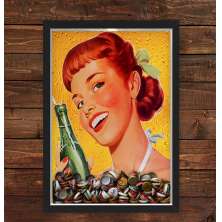 Quadro Caixa Porta Tampinha Cerveja Pin Up Girl Bebida
