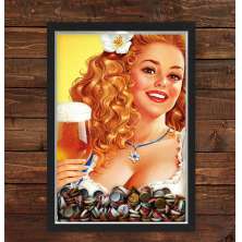 Quadro Caixa Porta Tampinha Cerveja Pin Up Girl Beer