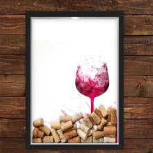 Quadro Caixa Rolha Vinho Com Led Taça Vinho