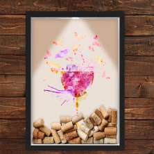 Quadro Caixa Rolha Vinho Com Led Vinho Colorido