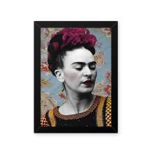 Quadro Decorativo 23x33cm Nerderia e Lojaria _frida floral preto