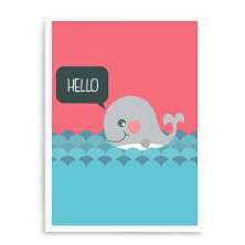 Quadro Decorativo 23x33cm Nerderia e Lojaria branco baleia hello branco