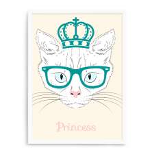Quadro Decorativo 23x33cm Nerderia e Lojaria branco cat princess branco
