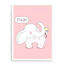 Quadro Decorativo 23x33cm Nerderia e Lojaria branco elefante its a girl branco