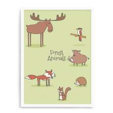 Quadro Decorativo 23x33cm Nerderia e Lojaria branco forest aimals branco
