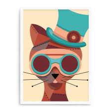 Quadro Decorativo 23x33cm Nerderia e Lojaria branco gato louco branco