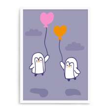 Quadro Decorativo 23x33cm Nerderia e Lojaria branco penguim balao branco